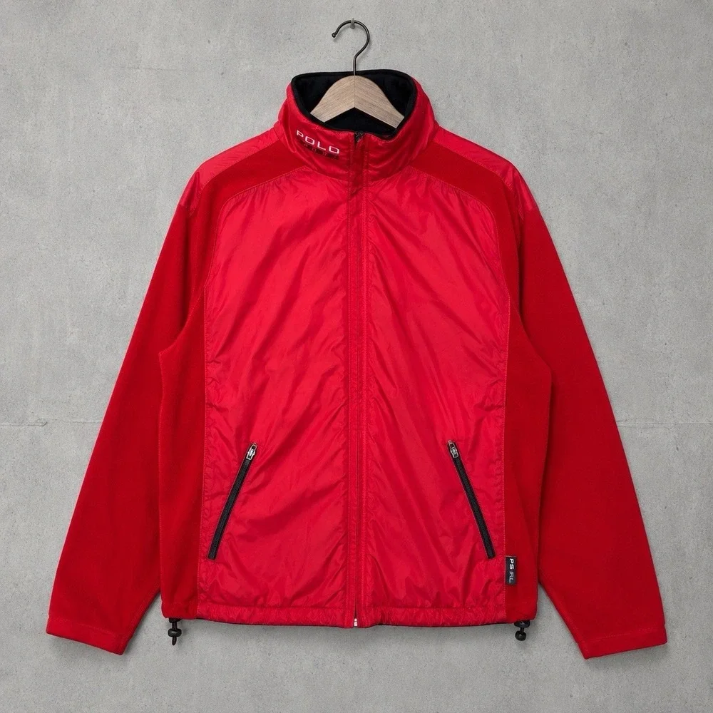 Vintage Polo Sport Ralph Lauren Fleece Lined Jacket Men's XL Red Full Zip